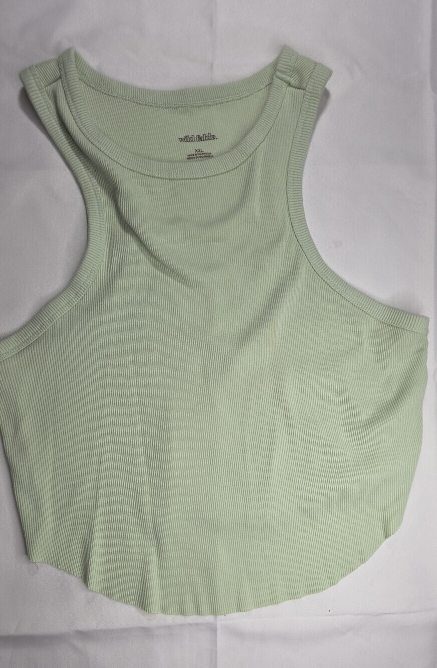 Wild Fable Sage Green Ribbed Cropped Tank Top Size XXL Rn 17730 Sku 0306 - Picture 1 of 4